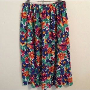 Bright floral midi skirt